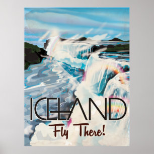Affiche de voyage de paysages rétros Islande