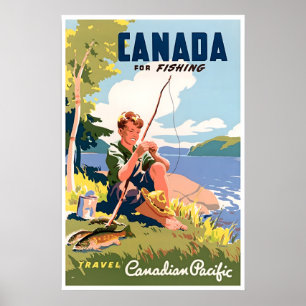 Affiche de voyage de pêche au Canada Rétro pour pê