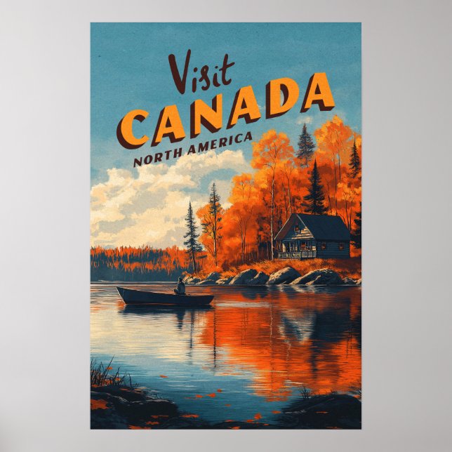 Affiche de voyage de pêche du lac Canada (Devant)