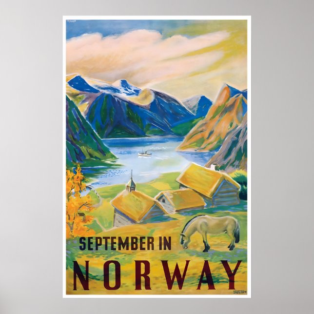Affiche de voyage de peinture norvégienne Impressi (Devant)
