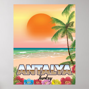 Affiche de voyage de plage d'Antalya Turquie