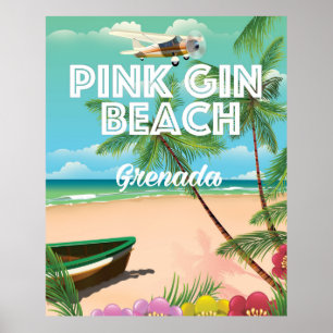 affiche de voyage de plage de gin rose Grenade