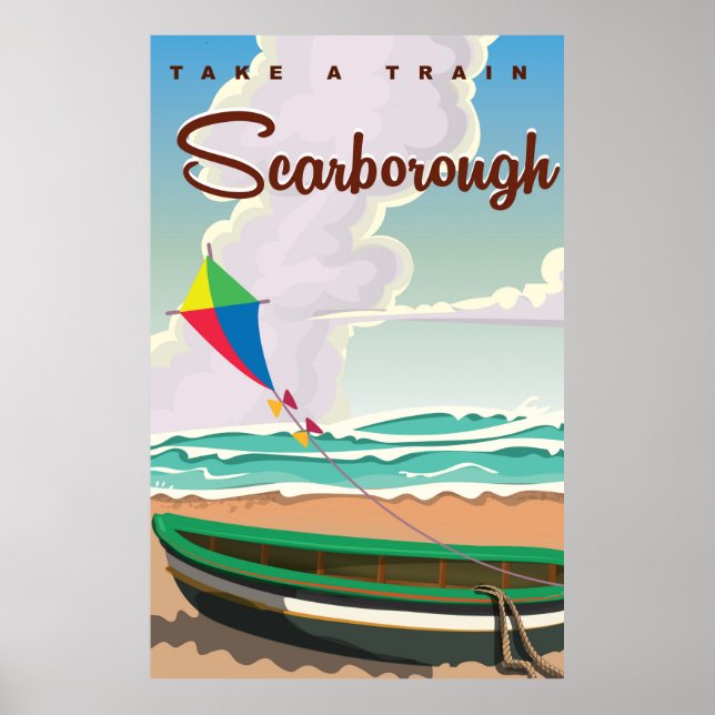 Affiche de voyage de plage de Scarborough (Devant)