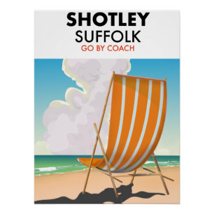 Affiche de voyage de plage Shotley suffolée