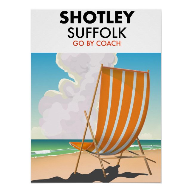 Affiche de voyage de plage Shotley suffolée (Devant)