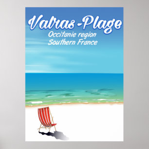 Affiche de voyage de plage Valras-Plage France.
