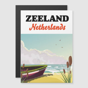 affiche de voyage de plage Zeeland Pays-Bas