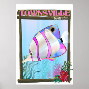 Affiche de voyage de poissons tropicaux de Townsvi