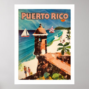 Affiche de voyage de Porto Rico bordée 18x24