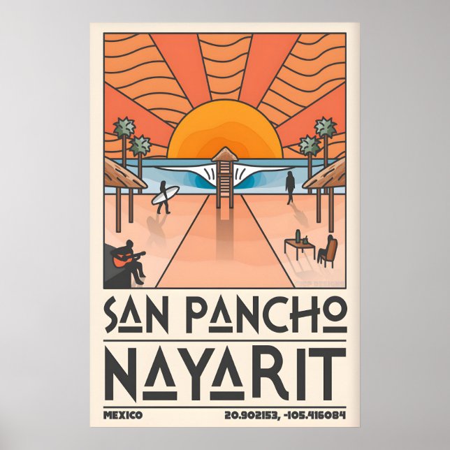 Affiche de voyage de San Pancho Nayarit Scène de p (Devant)