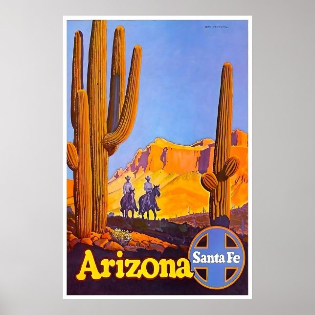 Affiche de voyage de Santa Fe peinture Arizona Art (Devant)