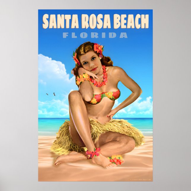 Affiche de voyage de Santa Rosa Beach Floride Sea  (Devant)