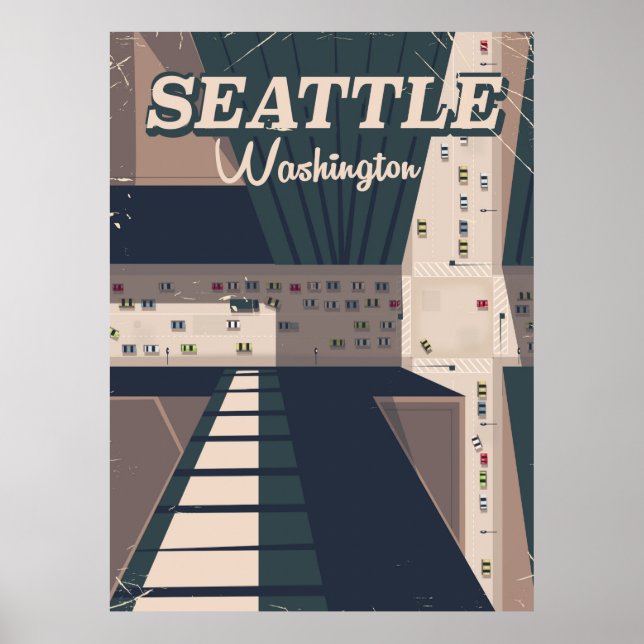 Affiche de voyage de Seattle, État de Washington (Devant)