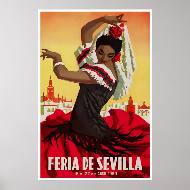 Affiche de voyage de Séville Espagne Impression d' (Devant)