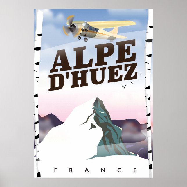 Affiche de voyage de ski à Alpe d'Huez, France (Devant)