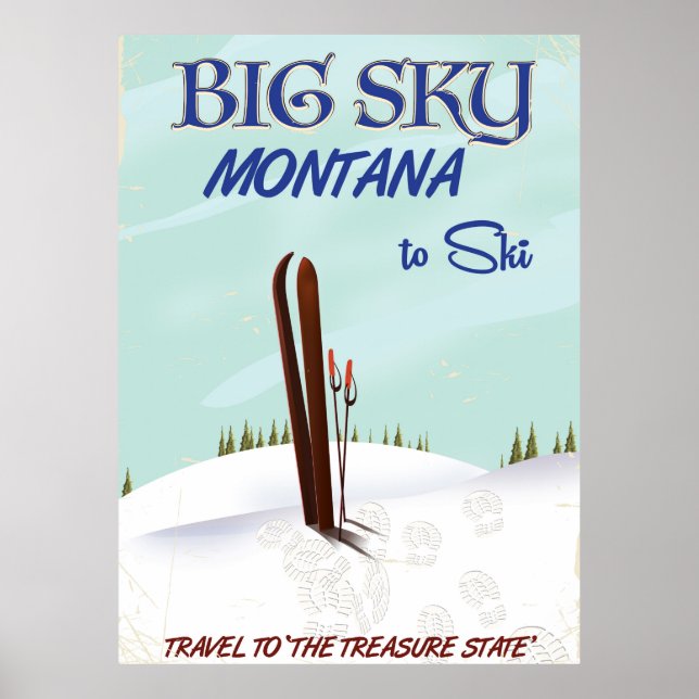 Affiche de voyage de ski à Big Sky, Montana (Devant)