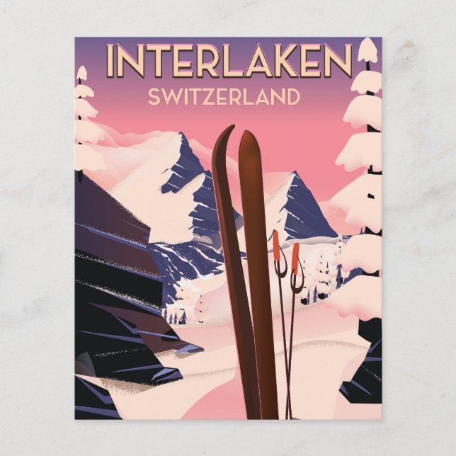 Affiche de voyage de ski à Interlaken Suisse. (Devant)
