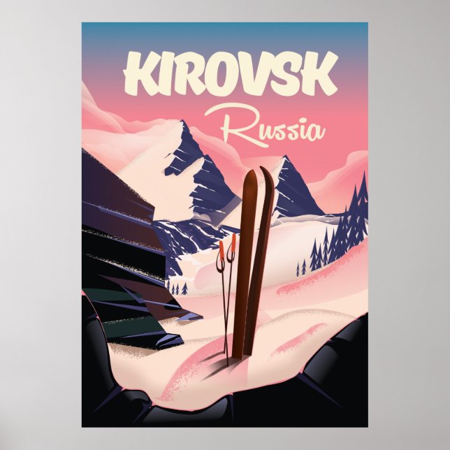 Affiche de voyage de ski à Kirovsk Russie (Devant)