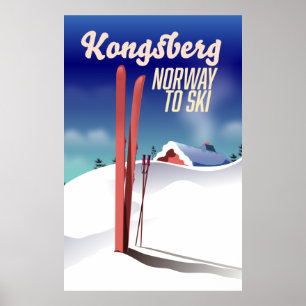 Affiche de voyage de ski à Kongsberg norvège.