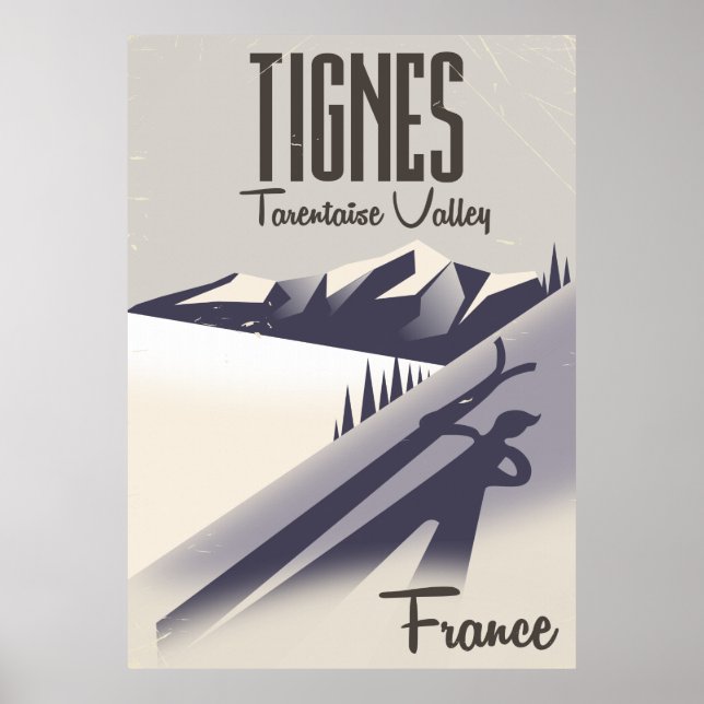 Affiche de voyage de ski à Tignes, France (Devant)
