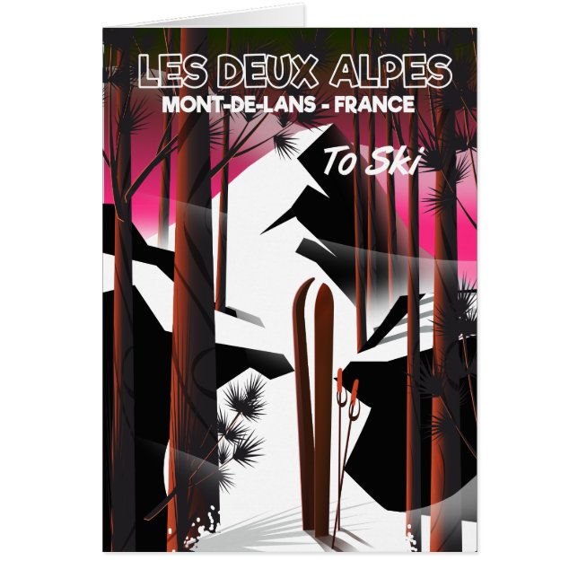 Affiche de voyage de ski aux Deux Alpes, France (Devant)