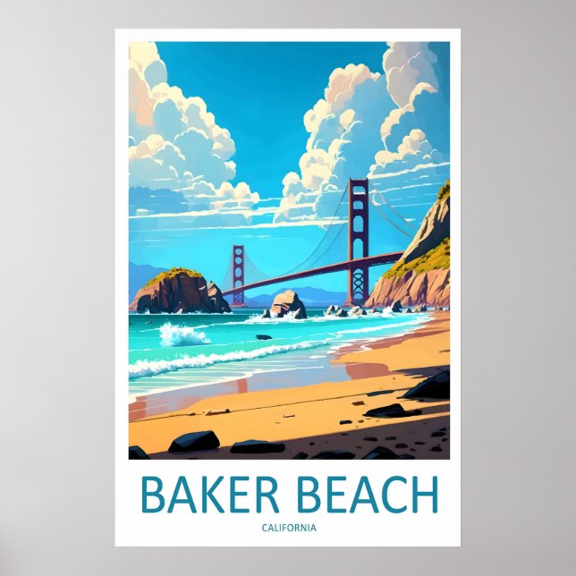 Affiche de voyage de ski de plage Baker nationale  (Devant)