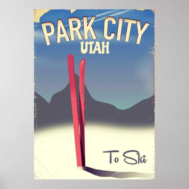 affiche de voyage de ski du parc de l'Utah (Devant)