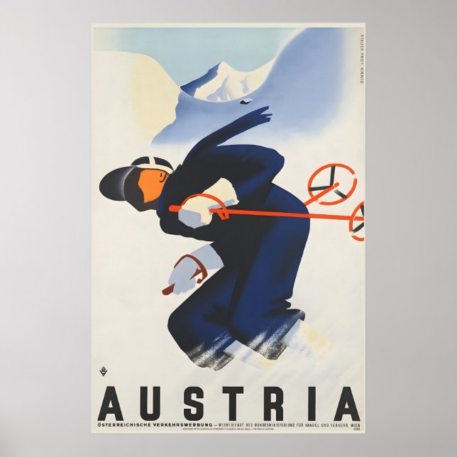 Affiche de voyage de ski en Autriche (Devant)