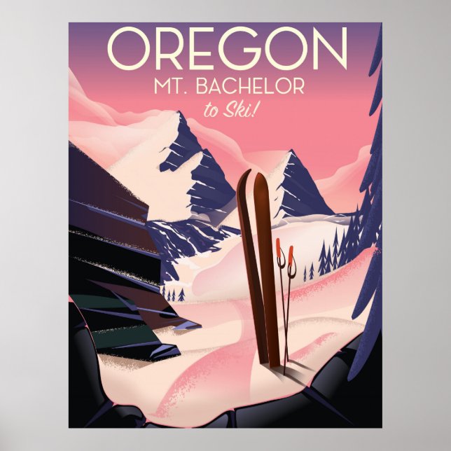 Affiche de voyage de ski Mt.Bachelor Oregon (Devant)
