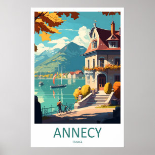Affiche de voyage de ski national vintage d'Annecy