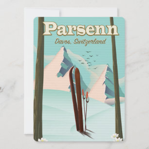 Affiche de voyage de ski Parsenn Suisse.