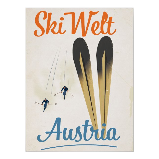Affiche de voyage de ski Skiwelt Autriche (Devant)
