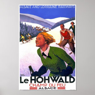 Affiche de voyage de ski vintage Alsace