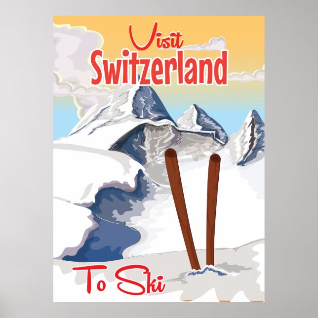 Affiche de voyage de ski vintage Suisse (Devant)
