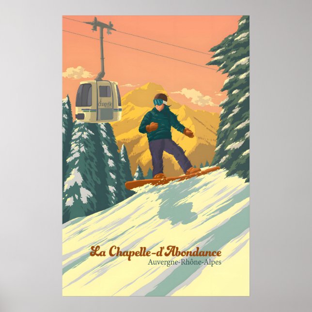 Affiche de voyage de snowboard à La Chapelle d'Abo (Devant)