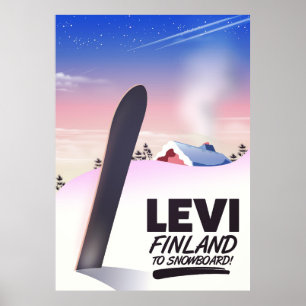 Affiche de voyage de snowboard Levi Finlande