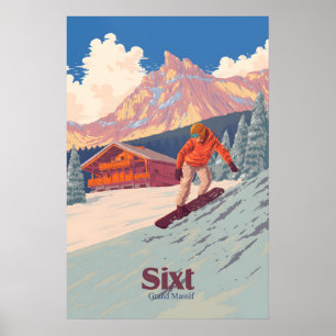Affiche de voyage de snowboard Sixt