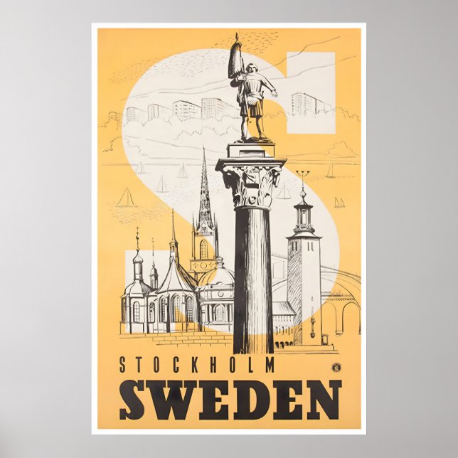 Affiche de voyage de Stockholm Suède Impression d' (Devant)