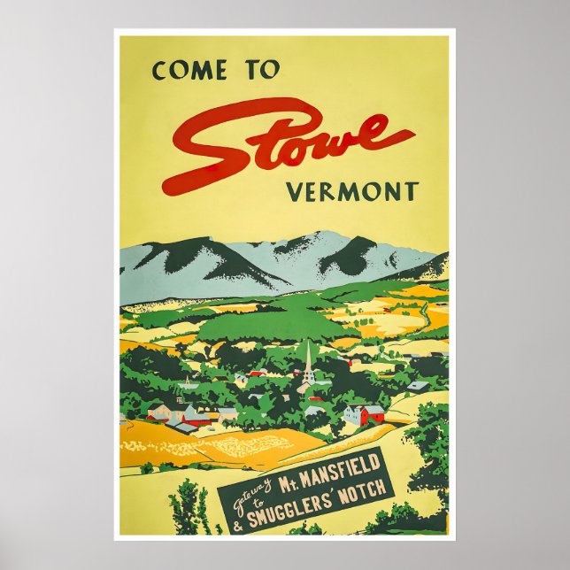 Affiche de voyage de Stowe Impression Vermont Art  (Devant)