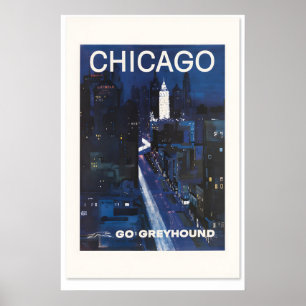 Affiche de voyage de style vintage Chicago années 