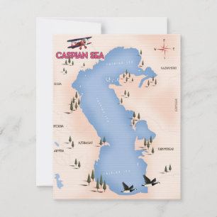 Affiche de voyage de style vintage de la mer Caspi