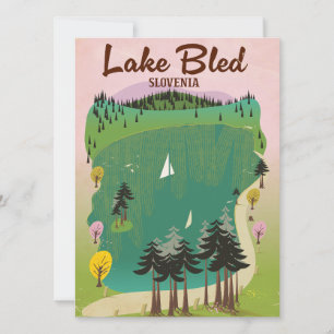 Affiche de voyage de style vintage du lac Bled Slo