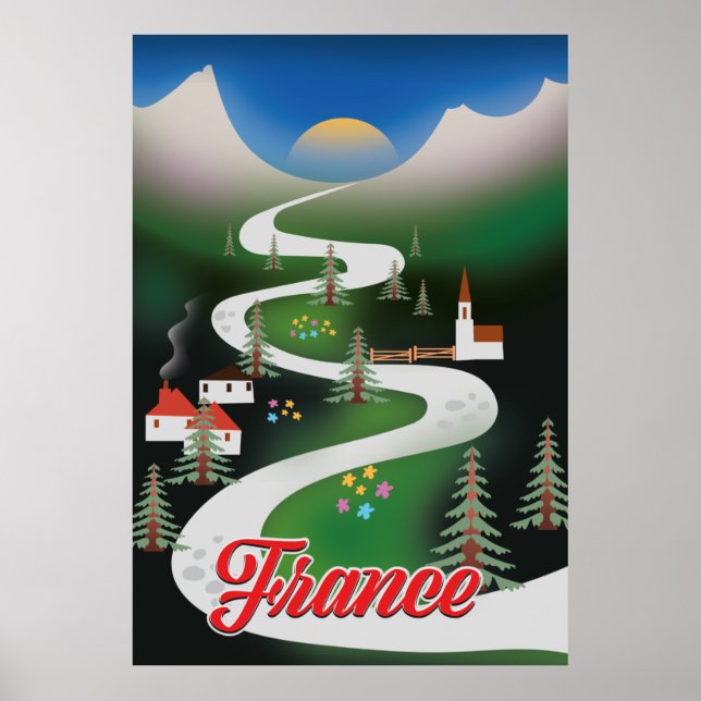 Affiche de voyage de style vintage en France. (Devant)