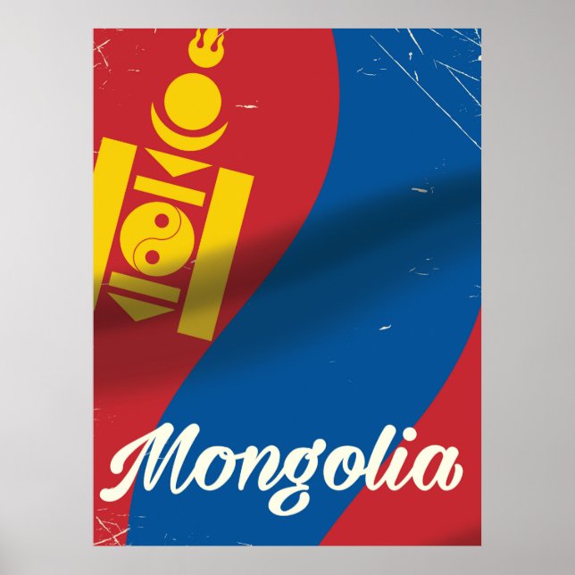 Affiche de voyage de style vintage en Mongolie (Devant)