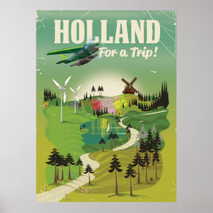 Affiche de voyage de style vintage Hollande