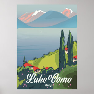 Affiche de voyage de style vintage Lac de Côme Ita