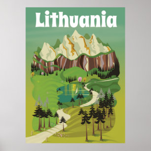 Affiche de voyage de style vintage Lituanie