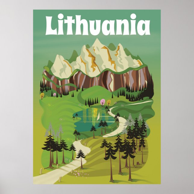 Affiche de voyage de style vintage Lituanie (Devant)