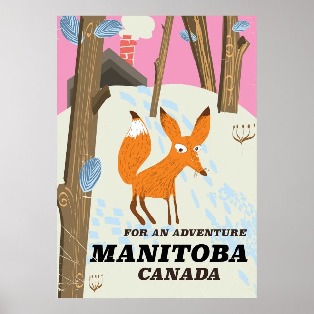 Affiche de voyage de style vintage Manitoba Canada (Devant)