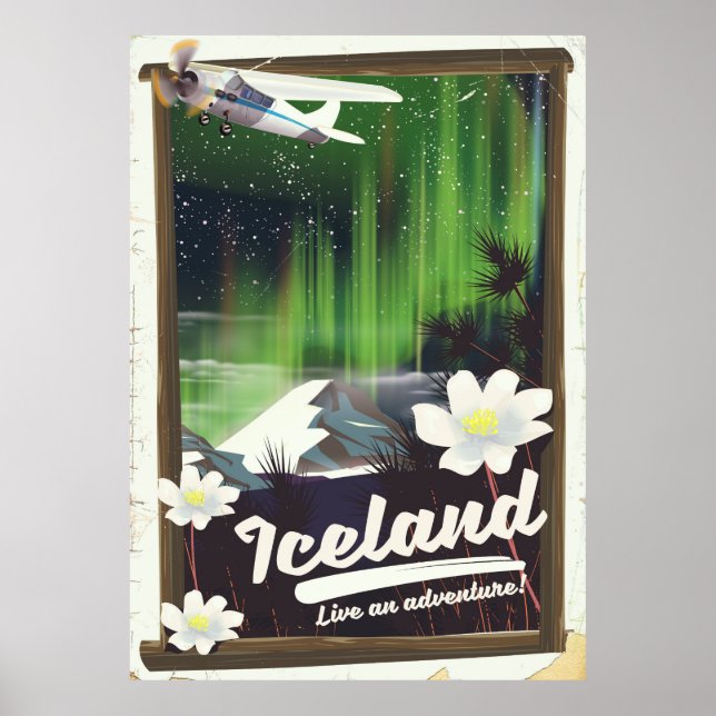 Affiche de voyage de style vintage paysage islanda (Devant)